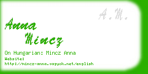 anna mincz business card